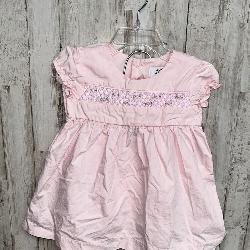 9M 2pc Pink Smock Dress, Pink, Size: Girl 6-12m