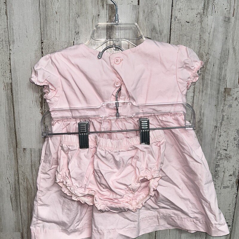 9M 2pc Pink Smock Dress, Pink, Size: Girl 6-12m