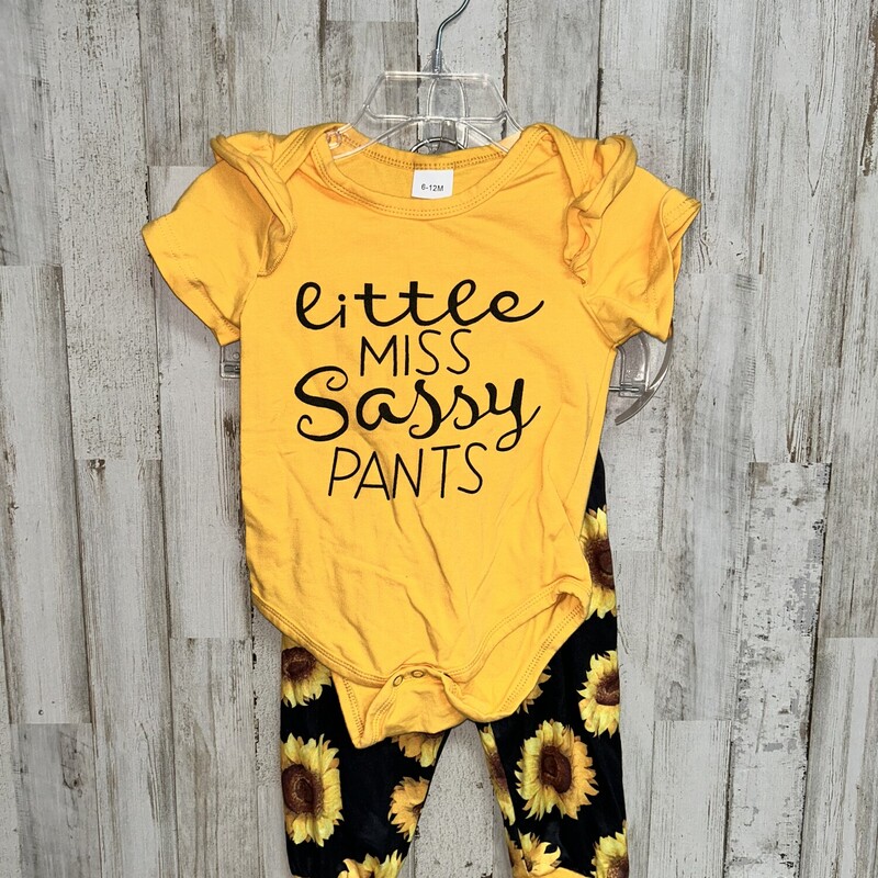 6/12M 2pc Sassy Pants Set, Yellow, Size: Girl 6-12m