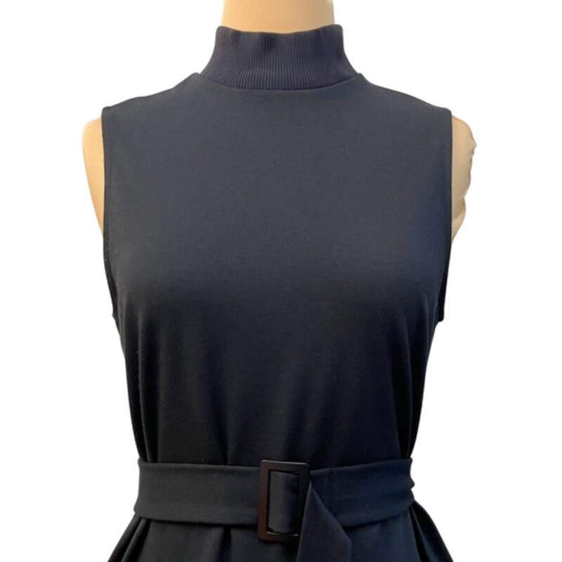 Prologue Belted Dress<br />
Rib Knit<br />
Mock Neckline<br />
Waist Belt Accent<br />
Slits on side for easy movement<br />
With Pockets<br />
Color: Black<br />
Size: Small