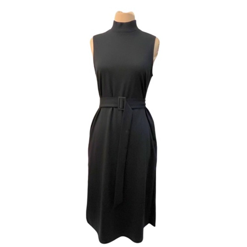 Prologue Belted Dress<br />
Rib Knit<br />
Mock Neckline<br />
Waist Belt Accent<br />
Slits on side for easy movement<br />
With Pockets<br />
Color: Black<br />
Size: Small