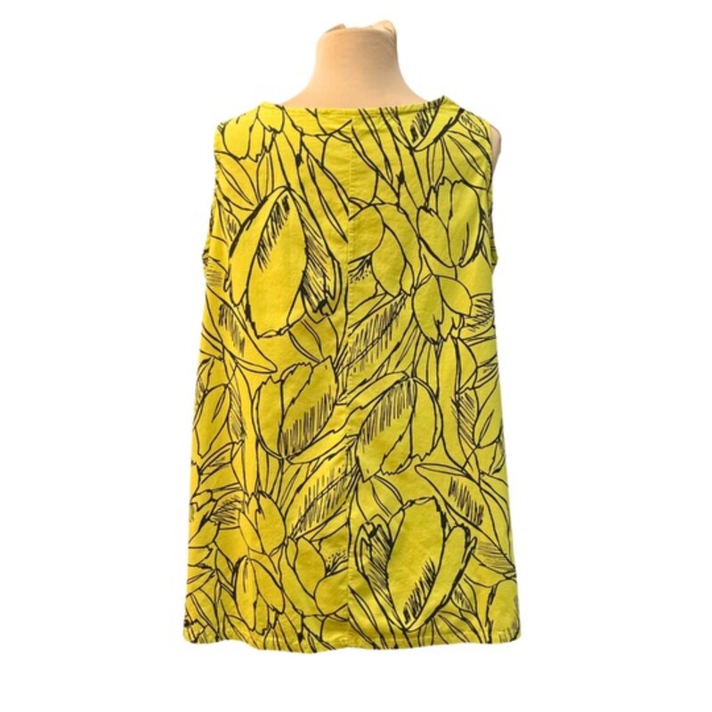 Bryn Walker Tulip Floral Sleeveless Tunic<br />
100% Cotton<br />
Color: Citron and Black<br />
Size: XSmall