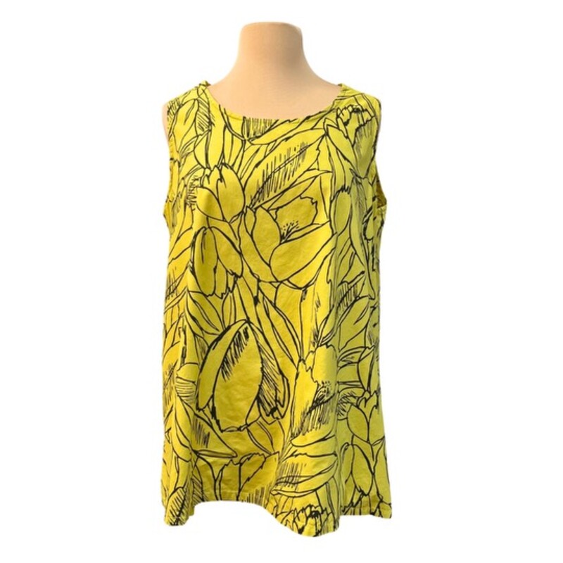 Bryn Walker Tulip Floral Sleeveless Tunic
100% Cotton
Color: Citron and Black
Size: XSmall