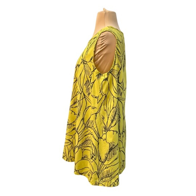 Bryn Walker Tulip Floral Sleeveless Tunic<br />
100% Cotton<br />
Color: Citron and Black<br />
Size: XSmall