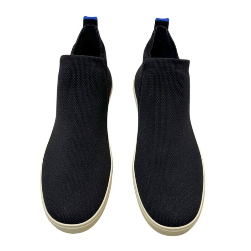 Rothys Chelsea Boot<br />
Rothy's 'The Chelsea' Boot Sneakers<br />
Black High Top Shoes<br />
Elevate your casual footwear collection with these stylish black knit pull-on Chelsea boots from Rothy's. These ankle-high sneakers feature a round toe shape and a comfortable flat heel height, pertect for all-day wear. The stretch upper material is both comfortable and durable, making these boots a long-lasting addition to your wardrobe.<br />
Size: 11