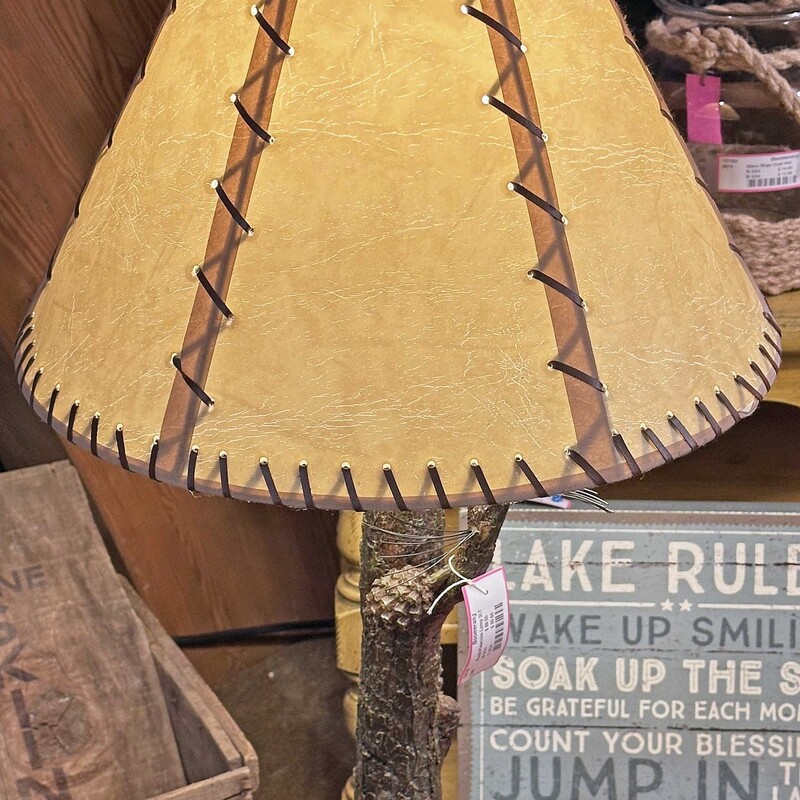 RusticPinecone Lamp
30inches Tall
Great pincone lamp with a rustic laced shade.  Would look great in your cabin!