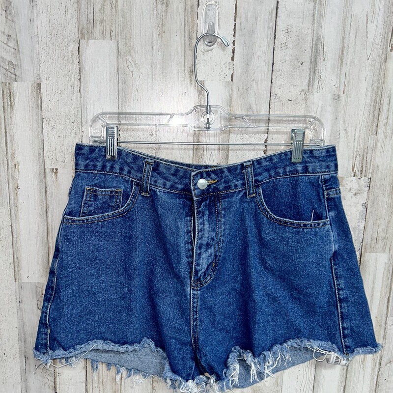 L Denim Fray Shorts, Blue, Size: Ladies L