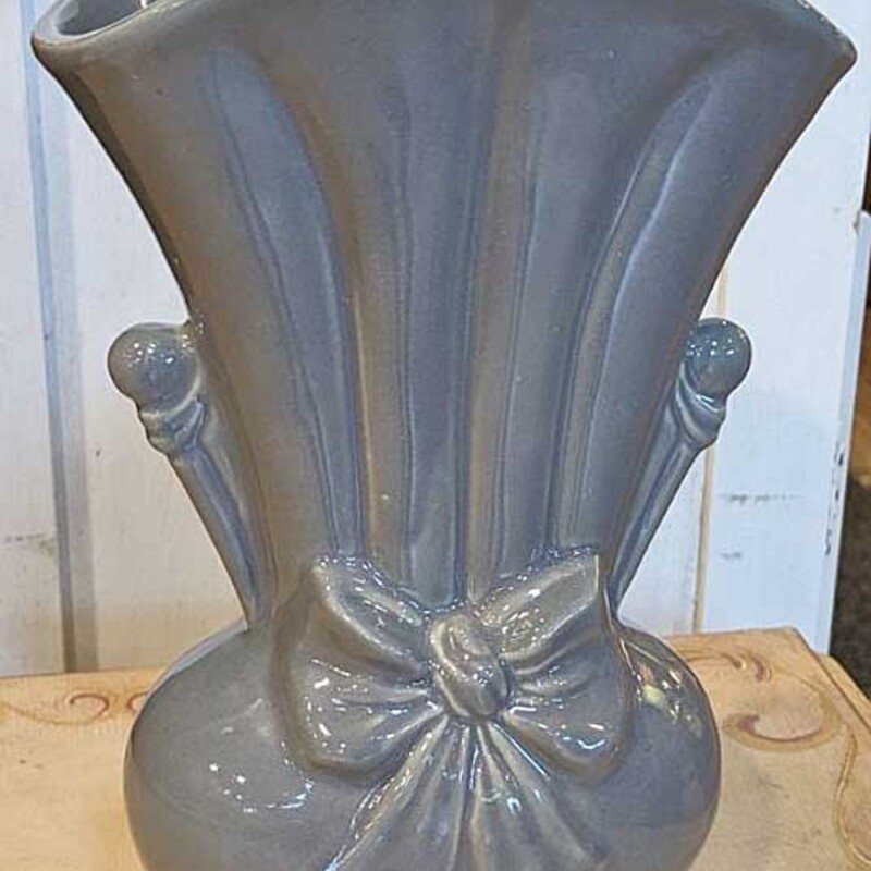 MCM  Gray Vase W/ Bow