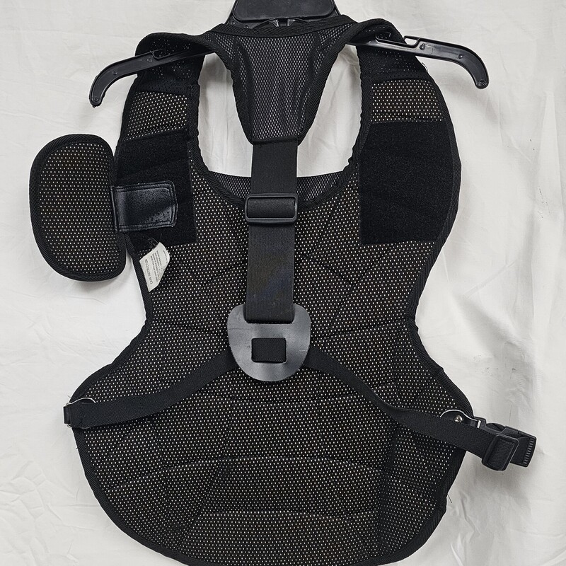 Adidas Youth Catchers Chest Protector, Black , Size: 15in, Ages 9-12, Detachable Velcro Shoulder Cap, pre-owned
