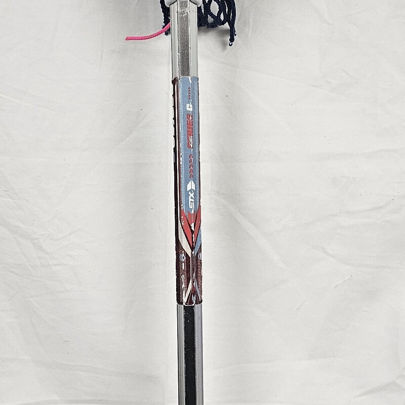 STX Series C FiddleSTX Complete Stick<br />
Size: Youth<br />
Head Color: White<br />
Shaft Color: Silver<br />
Mesh Color: Royal<br />
String Color: Hot Pink<br />
Lace Color: White<br />
Pre-Owned: Excellent Condition<br />
Head is in excellent condition w/ only minor scuffs on scoop.<br />
Shaft is in excellent condition. Straight w/ only a few minor scratches.<br />
Mesh is like new.<br />
Strings and laces are new.