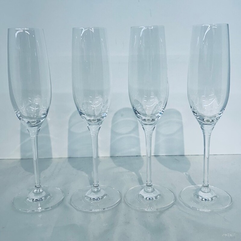 Set of 4 Champagne Flutes,
Clear, Size: 3x9H