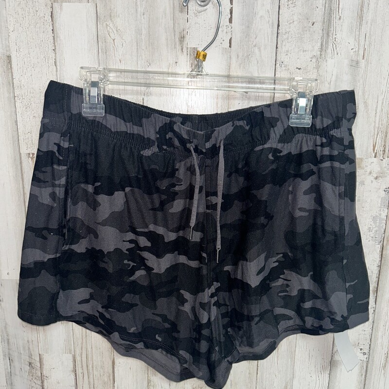 L Black Camo Print Shorts