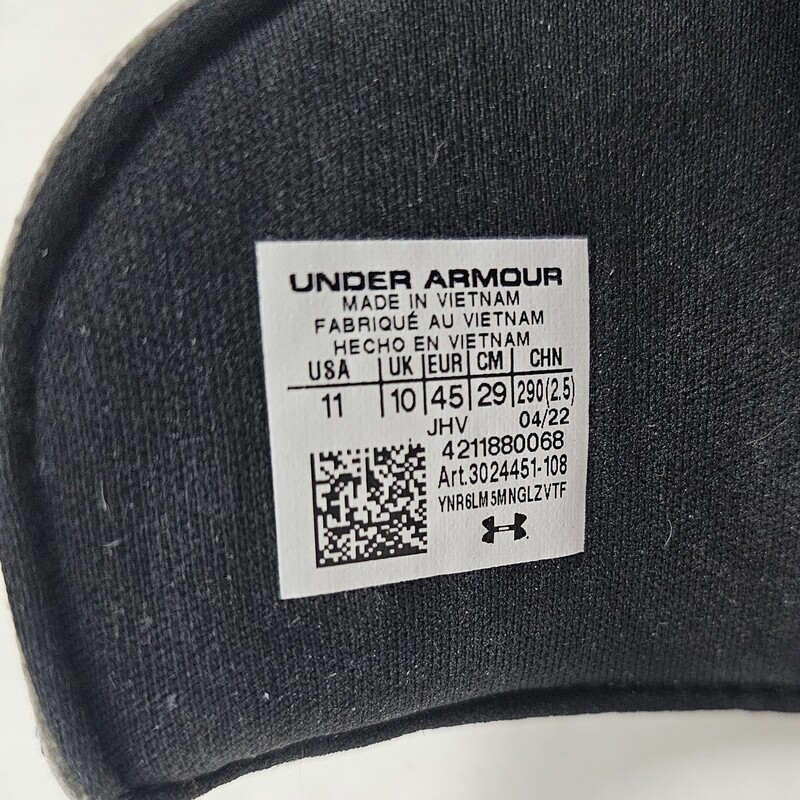 Under Armour Slides, Grey, Size: 11