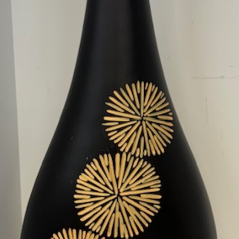 Wood Carve Burst Pattern Vase
Black and Tan
 Size: 9x22H