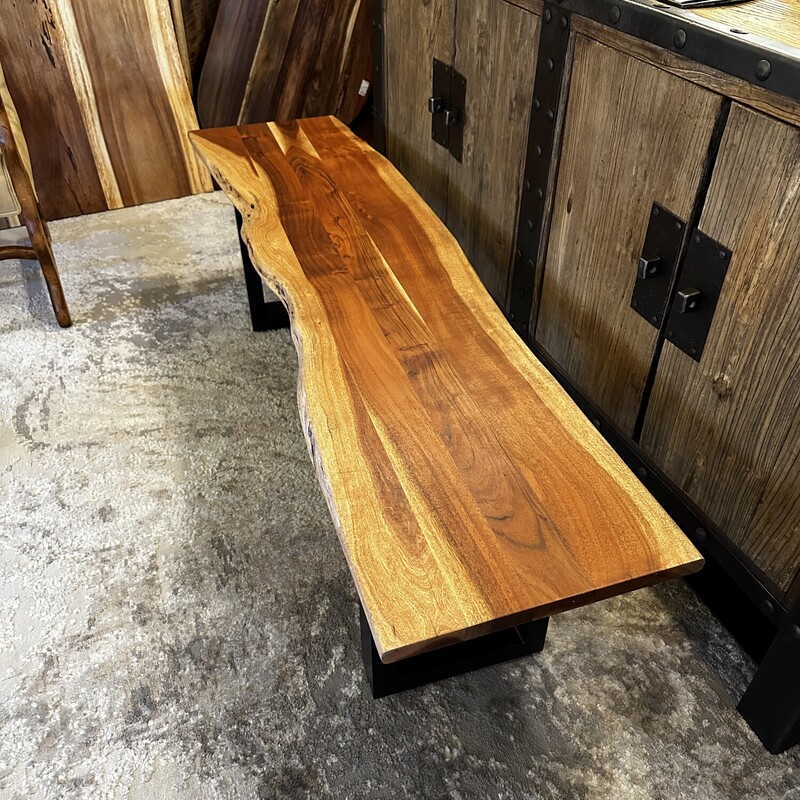 Live Edge Acacia Dining Table and Two Benches - Metal Base<br />
<br />
Table: 87Lx39W<br />
Bench:63Lx15W