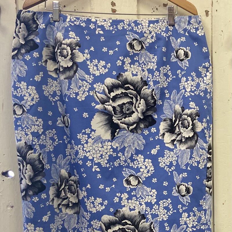 Indigo/wht Floral Skirt