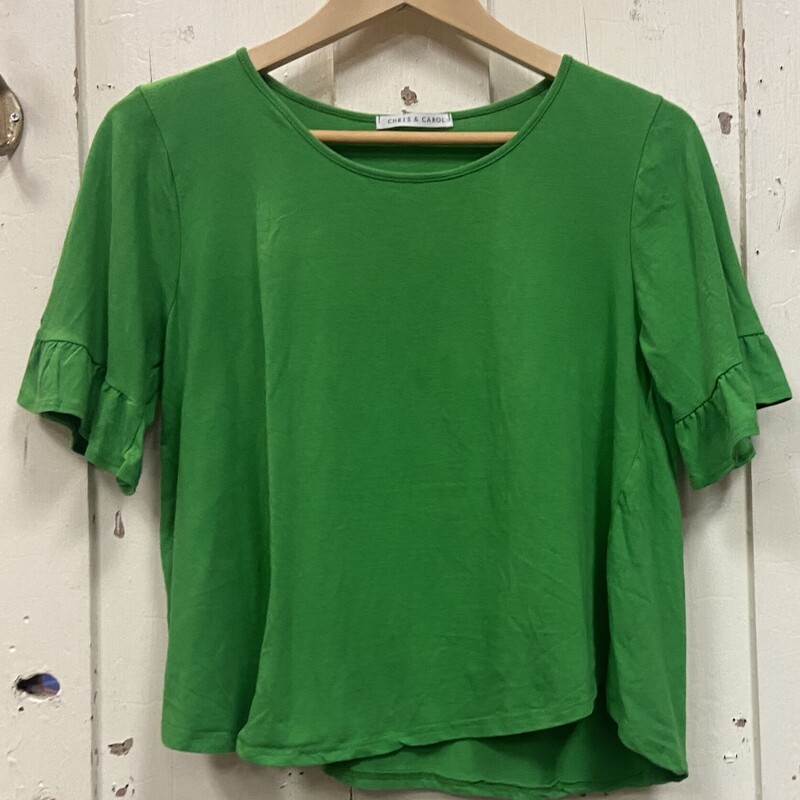 Grn Ruffle Slve Tee<br />
Green<br />
Size: M/L
