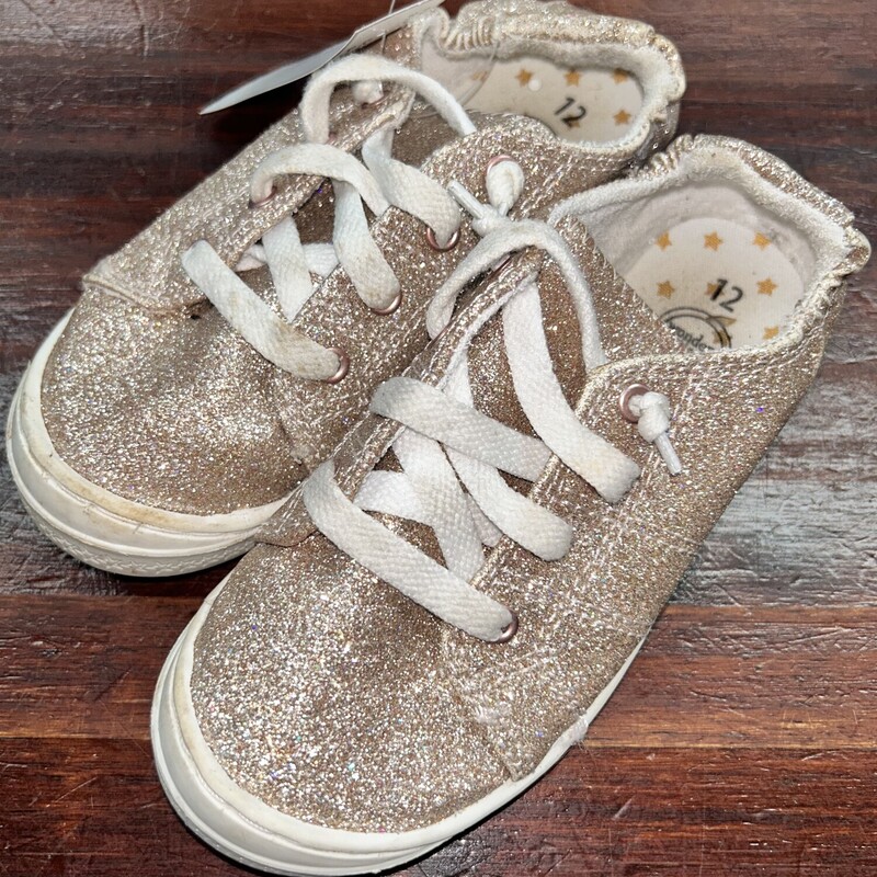 12 Gold Glitter Sneakers, Gold, Size: Shoes 12