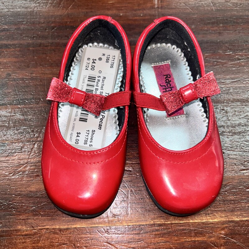 5 Red Bow Flats, Red, Size: Shoes 5