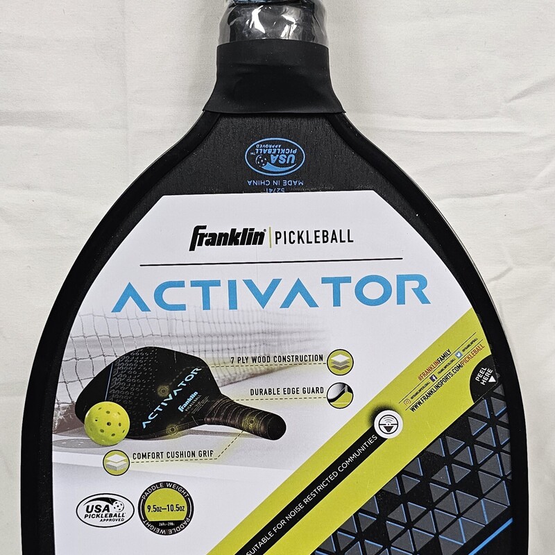 Franklin Activator Pickleball Paddle, 9.5oz-10.5oz, 7 Ply Wood Construction, 8in Surface, 5in Handle, Suitable for Noise Restricted Communities, USA Pickleball Approved