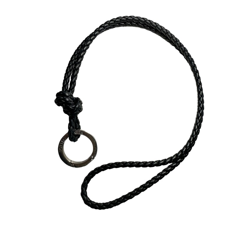 Bottega Veneta Long Key Ring Black<br />
<br />
Dimensions:<br />
Height: 43 cm | 16.9<br />
Width: 3.5 cm | 1.4<br />
Depth: 0.5 cm | 0.2<br />
<br />
Color: Black<br />
Hardware: Silver finish