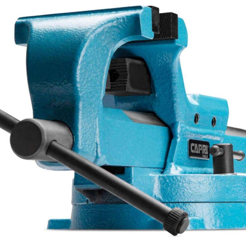 Bench Vise, Capri Tools, Size: 4in

New In Box

Use this bench vise for all kinds of woodwork, metalwork, sawing, drilling, and gluing things together! Not your average bench vise, this beast is made of 90,000 PSI tensile strength (54,000 psi yield strength) drop forged steel, a large anvil, and corrosion resistant black oxide handle. The guiderails are adjustable to help increase precision and smoothness on the job. It exerts 5,500 pounds of extremely sturdy clamping force and comes with replaceable machinist and pipe jaws. Combine that with a 360 degree swivel base, and you can't go wrong, especially with the added security of the Capri Tools lifetime warranty. This is a great tool to have on your workbench.