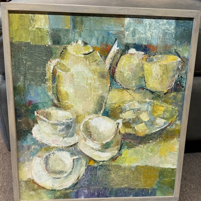 Diane Funk Tea & Crumpets Painting
Blue Green White
Size: 19.5 x 21.5H