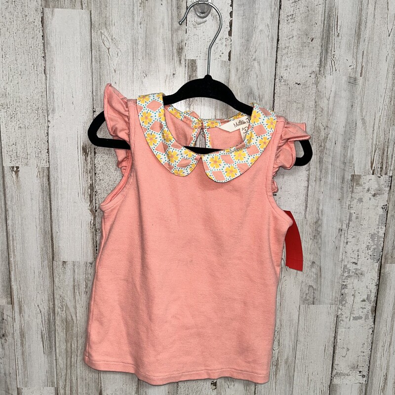 4 Coral Ribbed Collar Top, Pink, Size: Girl 4T