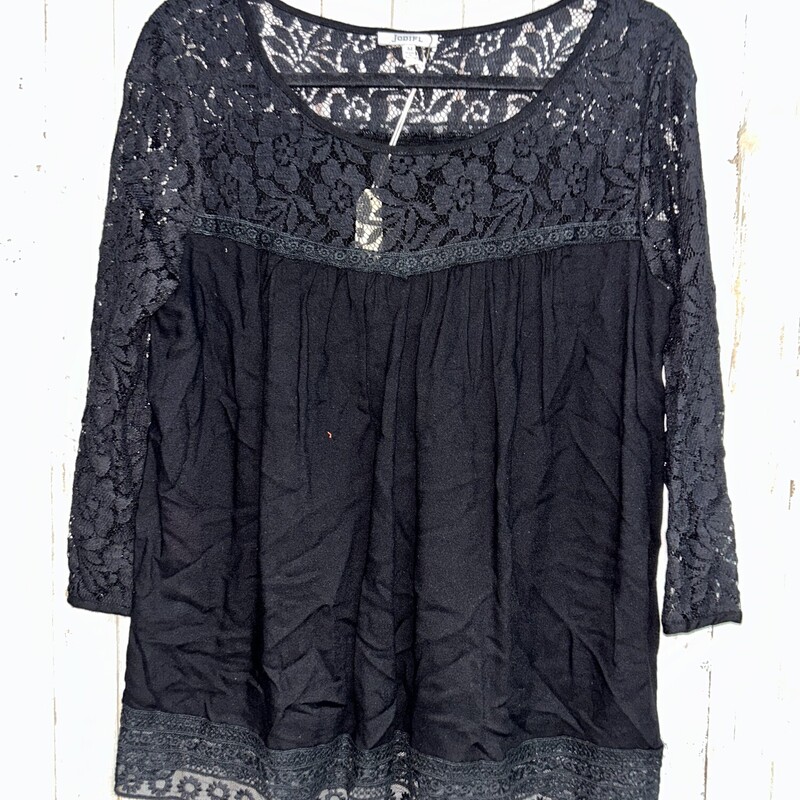 NEW M Black Lace Sleeve T, Black, Size: Ladies M