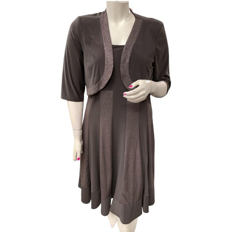 Dressbarn W/ Cardigan S16, Brwn/slv, Size: 1X