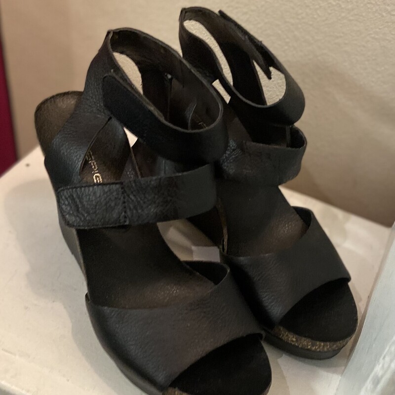 Blk Lther Wedge Sandal<br />
Black<br />
Size: 7 1/2