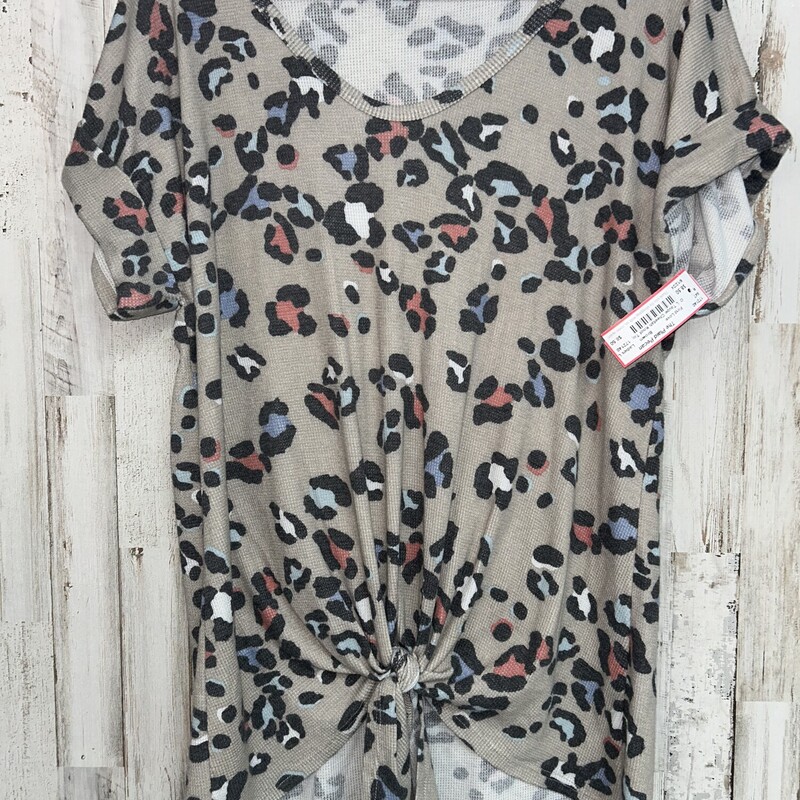 L Taupe Cheetah Knot Top