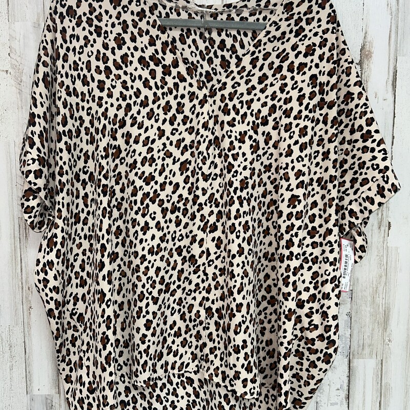 L Sheer Cheetah Top, Tan, Size: Ladies L