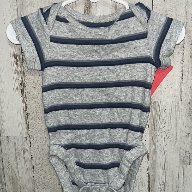 3/6M Grey Stripe Onesie, Grey, Size: Boy 0-9m