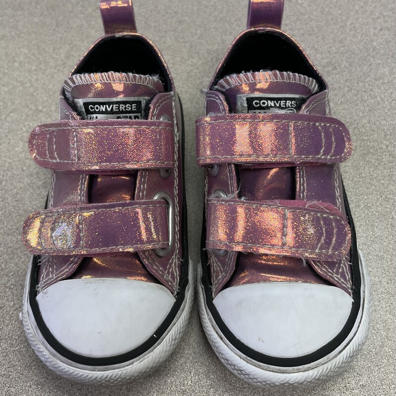 Converse Velcro Shoes, Pink Glitter, Size: 5T