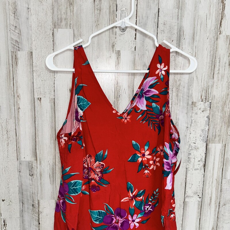 L Red Floral Tank, Red, Size: Ladies L