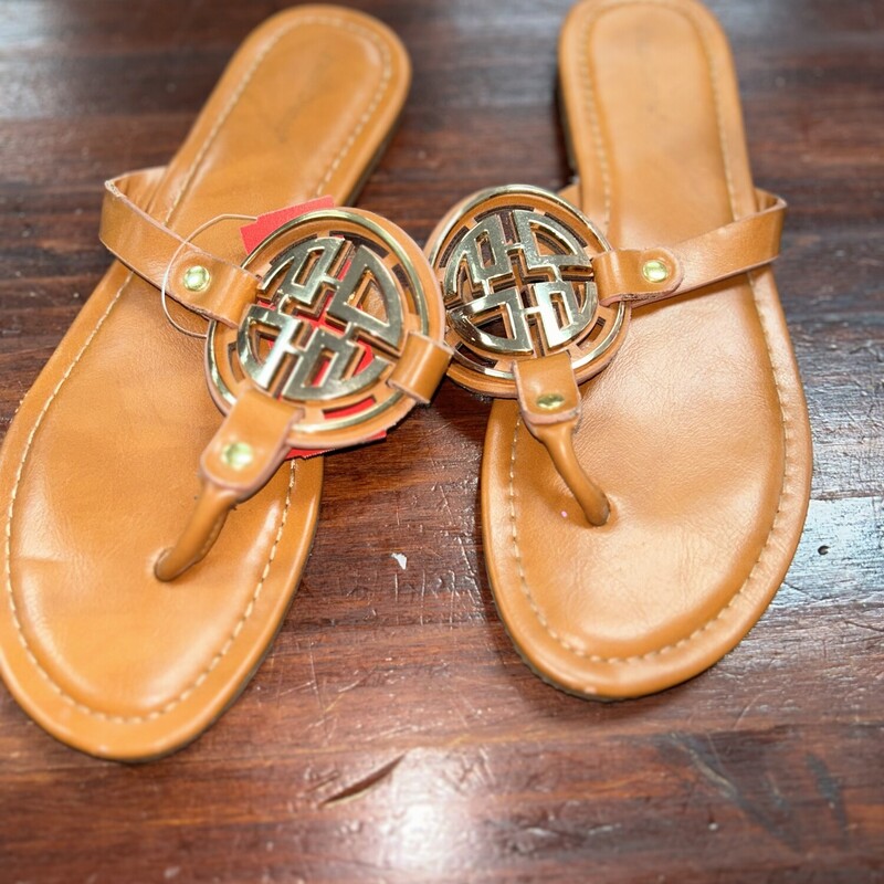 A10 Tan Emblem Sandals, Tan, Size: Shoes A10