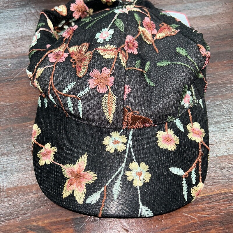 Black Mesh Floral Hat, Black, Size: Accessorie