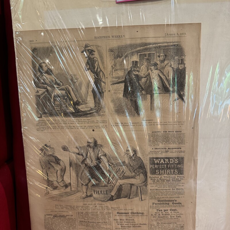 1862 Political Ads Newsprint
Harpers Weekly Featuring the Rod and The Pickle
No Frame, 16 by 11