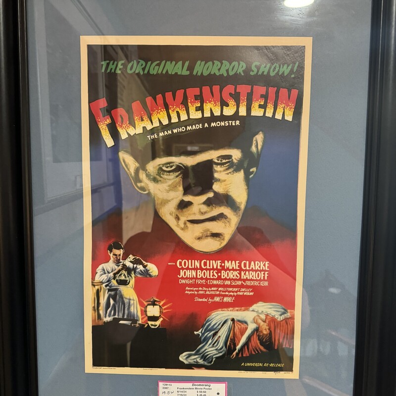 Frankenstein Movie Poster
The Man Who Made a Monster
Framed 19.5 Wide, 24 High