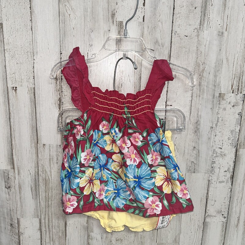 24M 2pc Red Floral Set, Red, Size: Girl 18-24