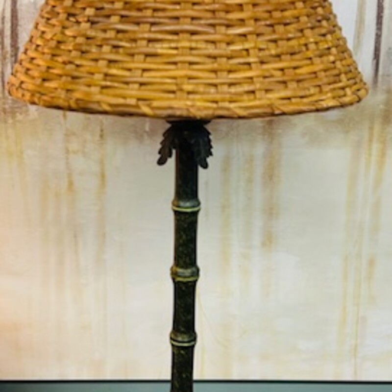 Metal Bamboo Look Lamp with Woven Shade
Green Black Tan Size: 13 x 33H