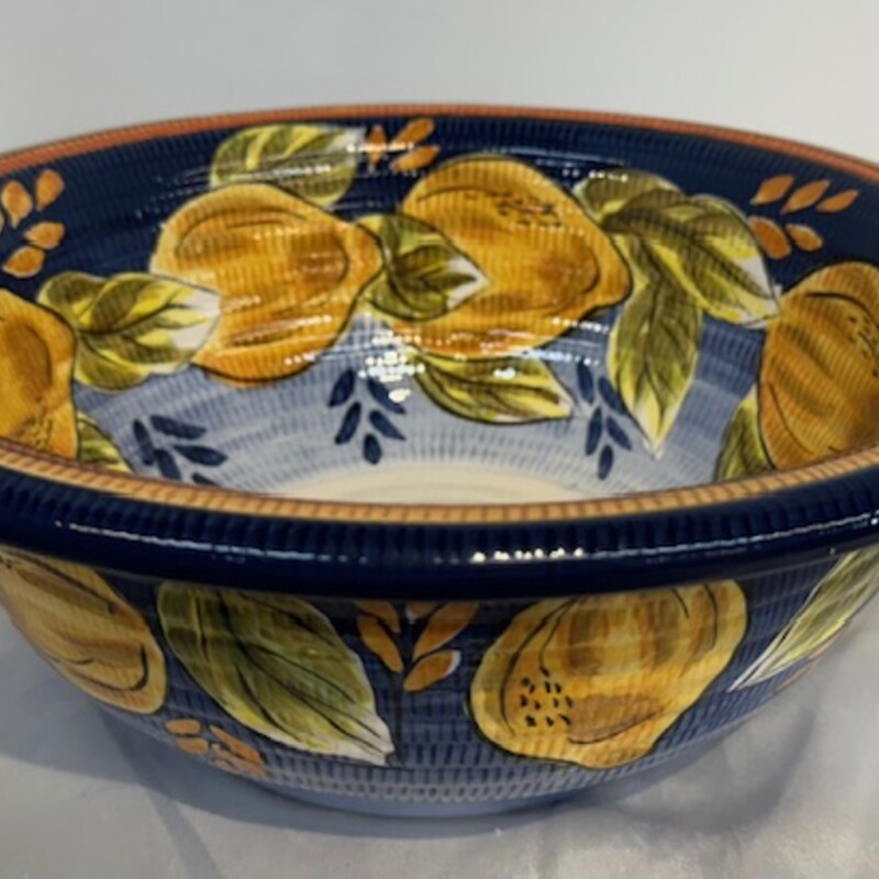 Palmero Lemons Serving Bowl
Blue Yellow Green
Size: 11Diam x 4H