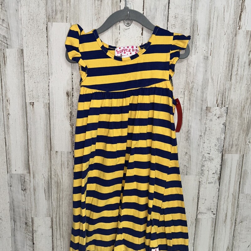 7 Blue/Yellow Stripe Dres, Yellow, Size: Girl 7/8