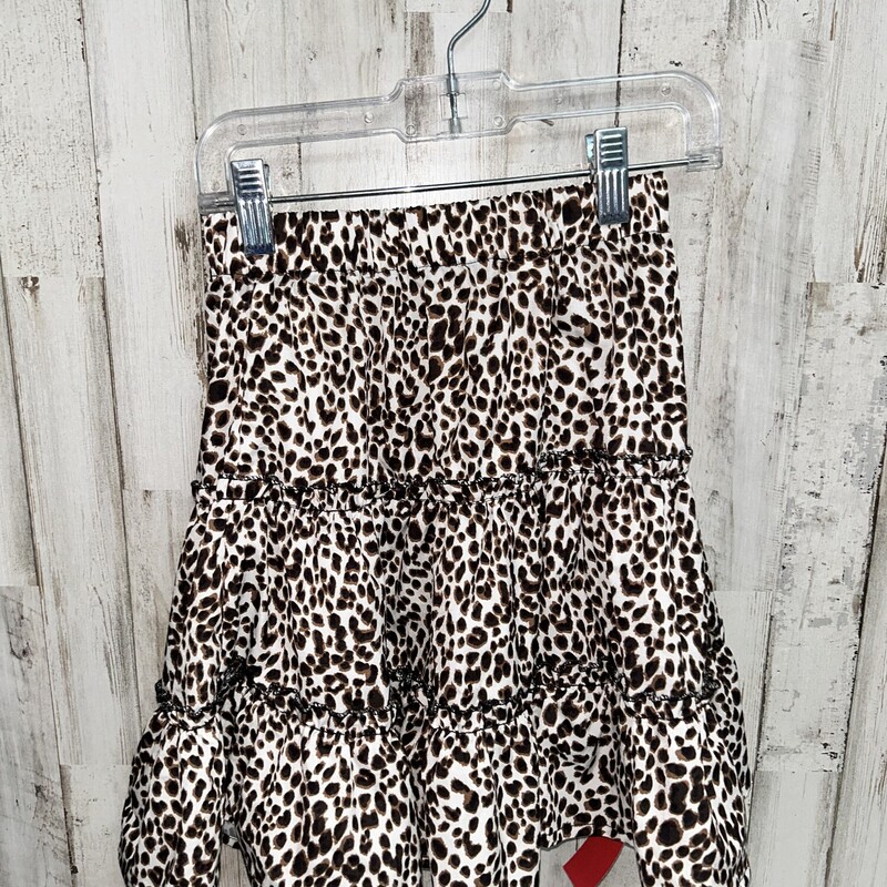 10 Leopard Frilled Skirt, White, Size: Girl 10 Up
