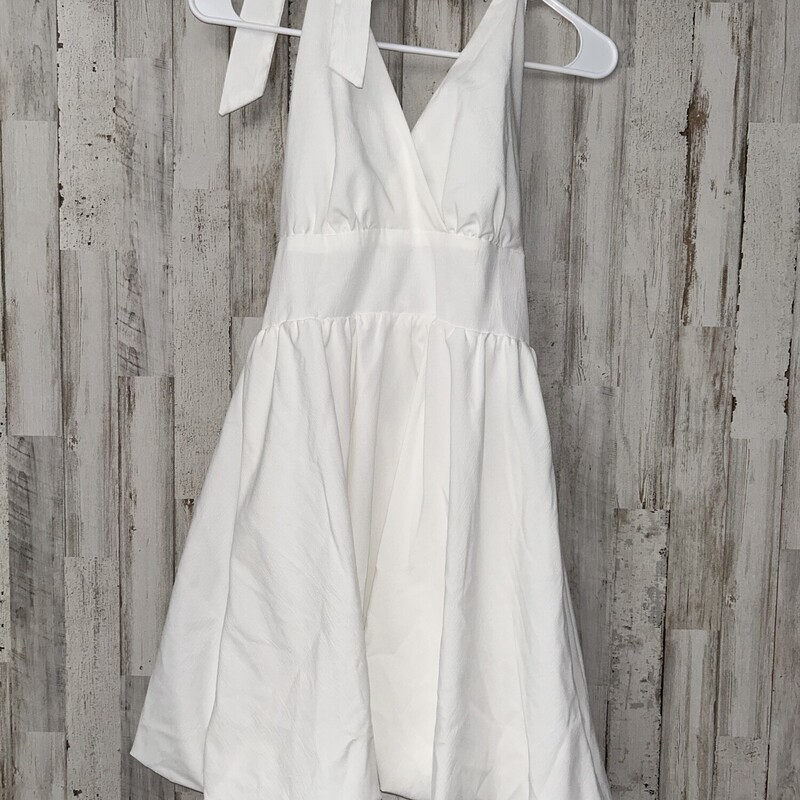 M White Puff Halter Dress