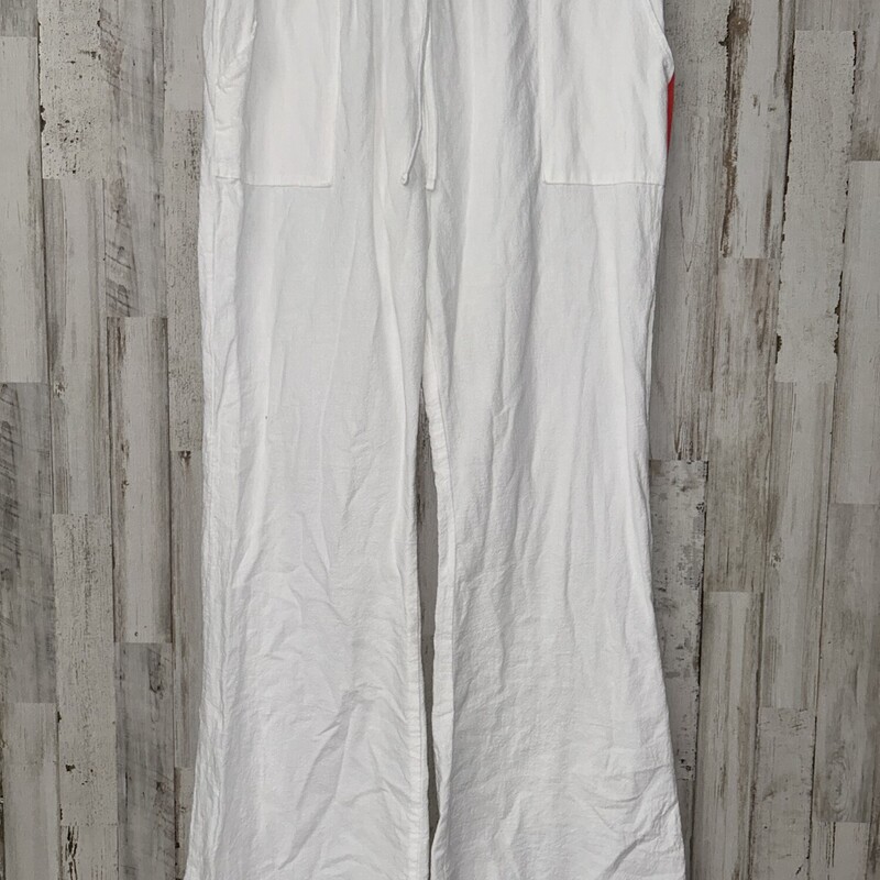 L White Drawstring Pants, White, Size: Ladies L