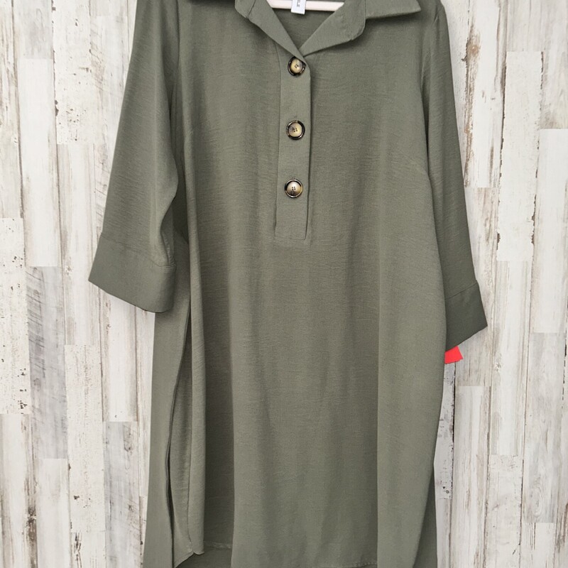 L Olive Button Dress