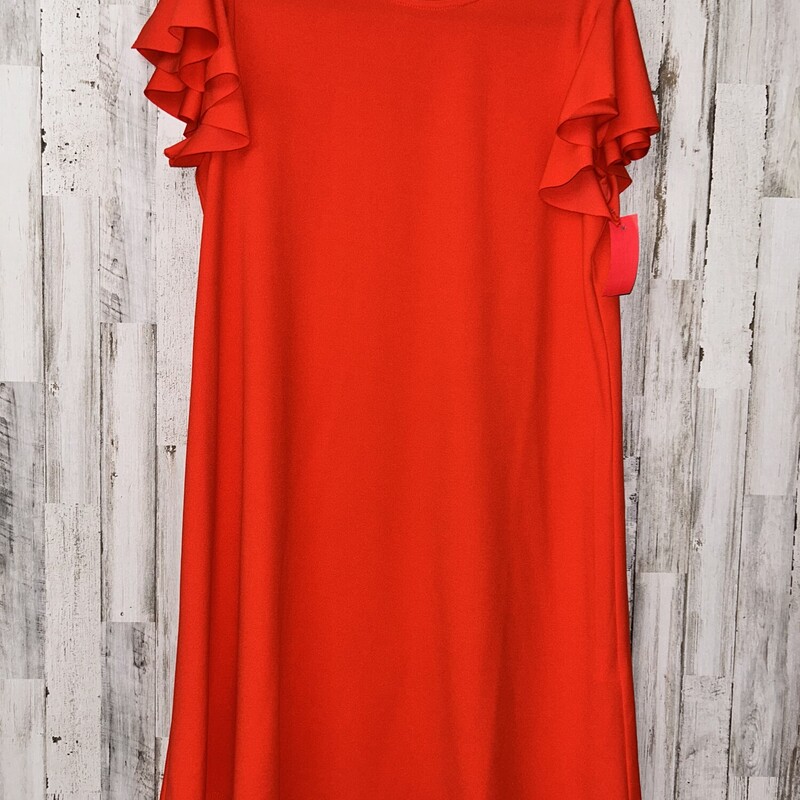 Sz12 Red Ruffle Sleeve Dr