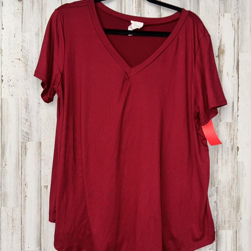 1X Red Vneck Soft Tee, Red, Size: Ladies XL